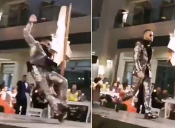 شاهد لحظة سقوط الفنان محمد رمضان في دبي