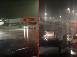 عاصفة ممطرة تتسبب بأزمة في مطار اسطنبول..شاهد الفيديو