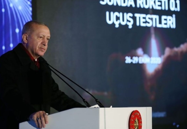 أردوغان خلال مشاركته بحفل تعريف بأنظمة عسكرية جديدة في أنقرة