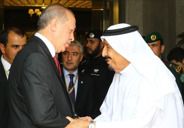 الملك سلمان والرئيس أردوغان في لقاء سابق