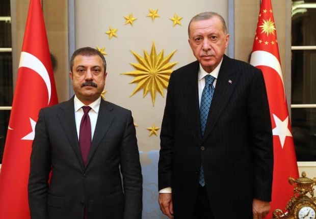 الرئيس رجب طيب أردوغان خلال لقاء محافظ البنك المركزي التركي