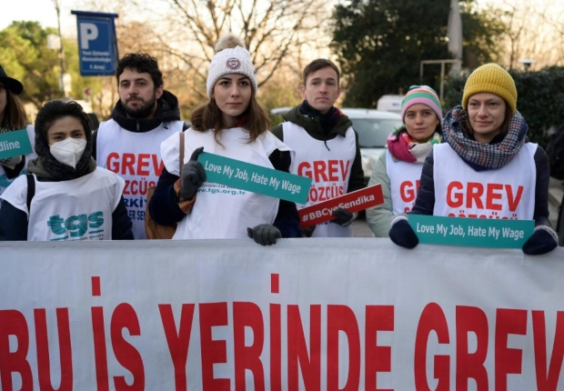 جانب من اضراب موظفي بي بي سي في تركيا