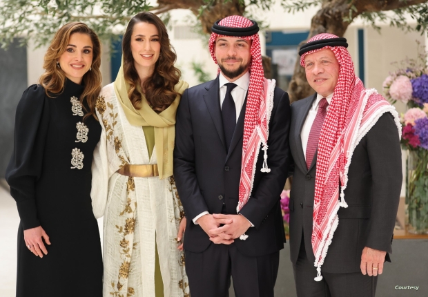 ولي العهد برفقة خطيبته مع العاهل الأردني الملك عبد الله الثاني والملكة رانيا العبدالله