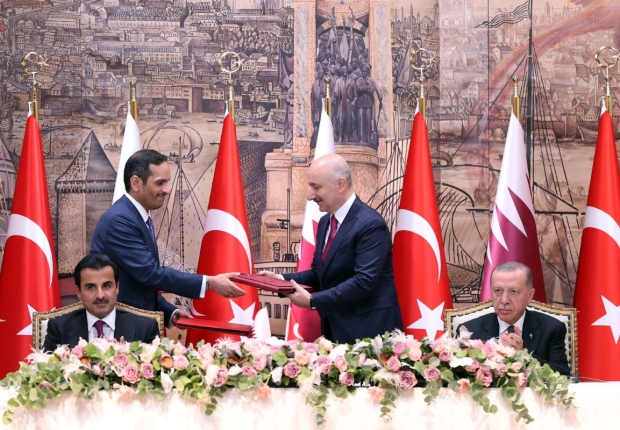 مراسم توقيع اتفاقيات التعاون بحضور أردوغان والشيخ تميم-الأناضول