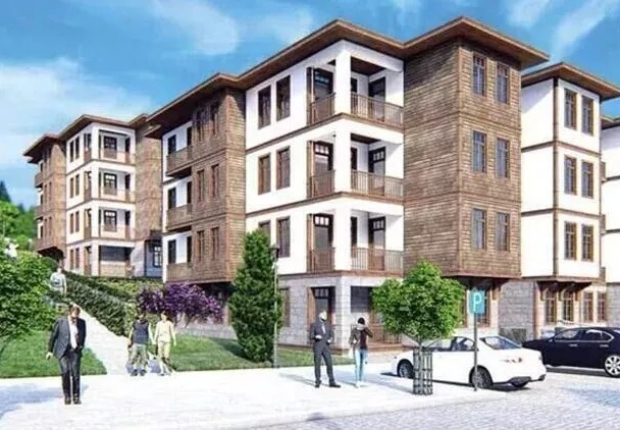 رسم هندسي شكل أحد مباني مشروع الإسكان الكبير بتركيا