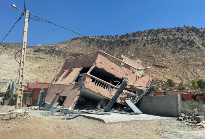 مبنى مدمر اثر الزلزال الذي ضرب المغرب