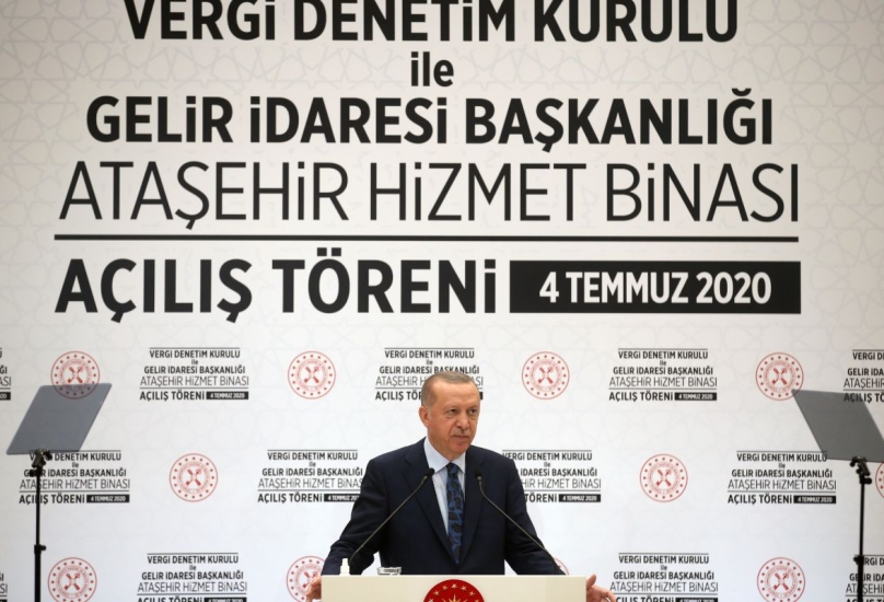 أردوغان يتحدث خلال افتتاح مبنى تابع لوزارة الخزانة والمالية في إسطنبول-وكالة إخلاص