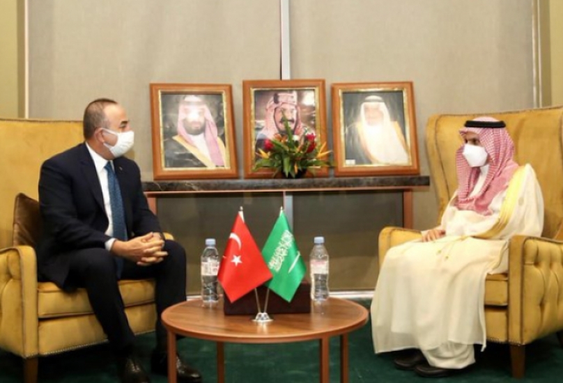 جانب من لقاء وزير الخارجية التركي مولود تشاويش أوغلو مع نظيره السعودي في النيجر