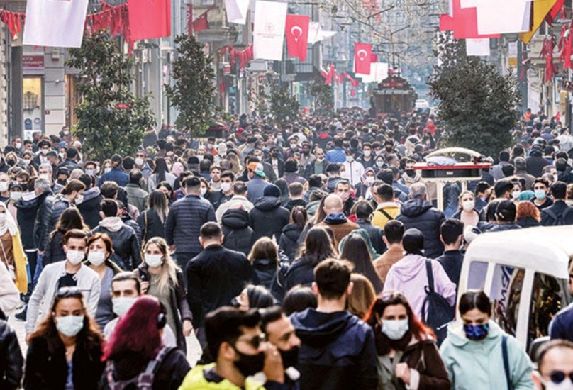 مشهد ازدحام بشري في شارع تقسيم بمدينة اسطنبول
