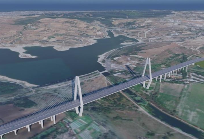رسم توضيحي لمشروع أول جسر معلق فوق قناة اسطنبول