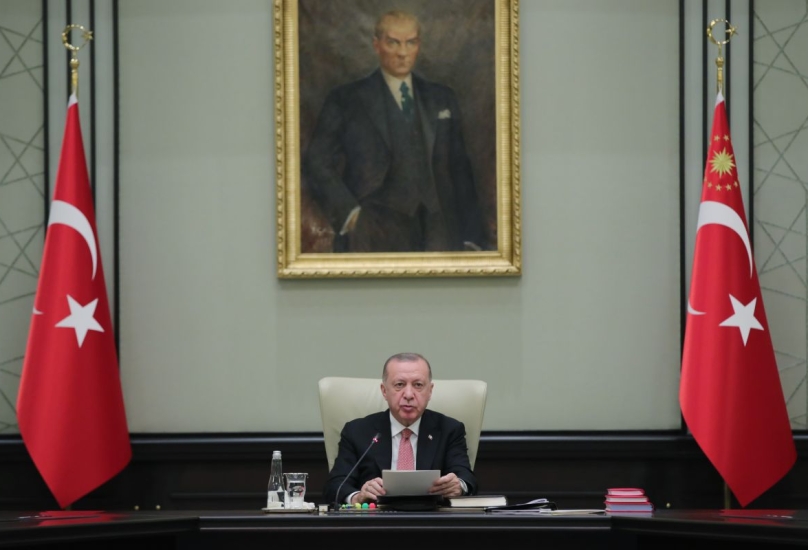 أردوغان خلال ترؤسه اجتماع الحكومة التركية-الأناضول