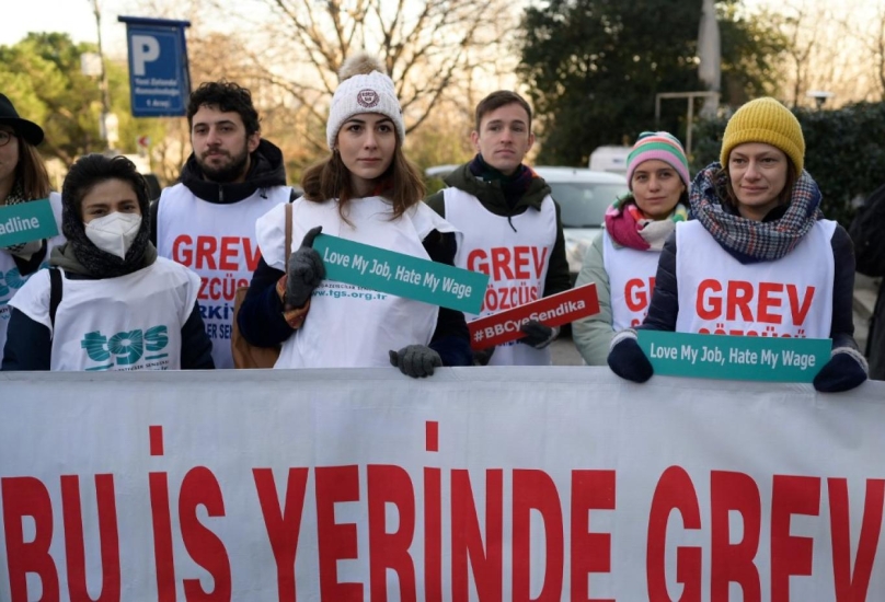 جانب من اضراب موظفي بي بي سي في تركيا