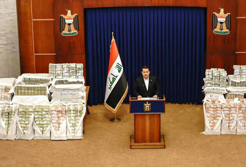 رئيس الوزراء العراقي قرب مبلغ من المال قبل انه استعيد في قضية الفساد الكبيرة التي كشفت الشهر الماضي